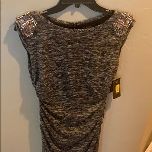 NWT Vince Camuto size 6 black white jeweled dress